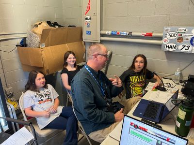 (New information underlined)
Monday Claimed Score: 7,384 pts
Tuesday Claimed Score: 63,308
Wednesday Claimed Score: 123,522
Current Claimed Score: 192,192

Monday Total Contacts: 104
Tuesday Total Contacts: 323
Wednesday Total Contacts: 519
Current Total Contacts: 704

Monday Total Time on-air: 2 hrs, 8 min
Tuesday Total Time on-air: 7hrs, 36 min
Wednesday Total Time on-air: 12hrs, 58 min
Current Total Time on-air: 18hrs, 22 min

States / Canadian Provinces Contacted: (Mon: 32 / Tues: 40 / Wed: 44 / Thursday: 46)
(Long story short: we need Alaska, Hawaii, Nevada, and South Dakota to have a 50-state sweep for this week)
Alabama, Arkansas, Arizona, California, Colorado, Connecticut, Delaware, Florida, Georgia, Idaho, Illinois, Indiana, Iowa, Kansas, Kentucky, Louisiana, Maine, Maryland, Massachusetts, Michigan, Minnesota, Mississippi, Missouri, Montana, Nebraska, New Hampshire, New Jersey, New Mexico, New York, North Carolina, North Dakota, Ohio, Oklahoma, Oregon, Pennsylvania, Rhode Island, South Carolina, Tennessee, Texas, Utah, Vermont, Virginia, Washington, West Virginia, Wisconsin, Wyoming

Canadian Provinces: 
Manitoba
Ontario
Nova Scotia
Quebec

Foreign Countries / Territories: British Virgin Islands, Canada (15X), Canary Islands (Off the African Coast) (2x), Denmark, England (2x), France (2x), Germany (3X), Haiti, Italy (2x), Madeira Islands (Off the African Coast), Mexico, Puerto Rico (8X), South Africa, Spain (3X), Sweden, Venezuela

Total tax-free miles travelled to foreign countries and Canadian Territories: 119,037
(Monday: 11,367 / Tuesday 53,355 / Wednesday:86,331)

Schools:(33) including several elementary schools, Ida Brown Jewish Academy in Illinois, Cornell University (NY), Dixie Heights HS (KY), Houston Christian University (TX), Lampassas Middle School (TX), Michigan State University (MI), Rice University (TX), University of Arkansas (AR), University of Michigan (MI), University of Wisconsin (WI), Youngstown State University (OH)

Clubs: (8) including Ham Radio Outlet in Colorado, FBI in Virginia, a club operating out of a middle school in New Jersey, and Disney World's employee ran club station out of Florida. 

Piglet (Young Ham) Contacts:
Addi: 64 (first time ever!!)
Aulbri: 50 (first timer)
Brianna: 11
Emilee: 103 (first-timer)
Griffin: 101
Halen: 22 
Jacob: 96
Leland: 27 (first timer)
Lilian: 74 (first timer)
Nerf (Jakob J): 47
Syrenna: 64 (first time ever!!)

Updates:
188 contacts Thursday
We are 9 contacts from 713, our former school record - Lord willing, our students will set some records today.
We have some absolutely great students at LMS.
Thanks so much to our teachers for their flexibility this week!
We will be back on the air today from 12 pm to 5:00 pm. 
