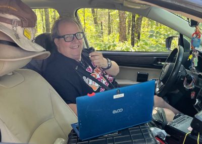 We activated Johns Mountain WMA US-3758 on Wednesday July 9 2025 from the overlook site. It was hot but there was as usual a breeze to make it barrable.

Allen KN4FKS set his usual end fed wire antenna and worked 40 meters SSB. He had 77 contacts with 6 park to park contacts and just 1 Canadian contact. John KB4QXI had 59 contacts with 18 P2P's on 20 meters SSB using his rooftop ham stick. Danny AG4DW set his 'POTA Performer' vertical  and worked 17 meters with 8 SSB contacts and 62 FT8 contacts. He had several DX contacts 1 to Spain, 2 to the Dominican Republic and 4 to Canada. 

The handy thing about operating from the overlook is that you can keep an eye on the developing weather to the west. When we arrived there was not a cloud in the sky. Then a line of small puffy clouds developed over the far ridgeline. Then as the morning moved into afternoon the clouds got bigger and then darker. About 1:30 we noticed a few far off static crashes. My shade moved and I was about to be in full sun. Enough fun, time to pack up and call it a day. We all got packed up and off the mountain then ran into heavy rains on the way home. Excellent timing. Fun day.
