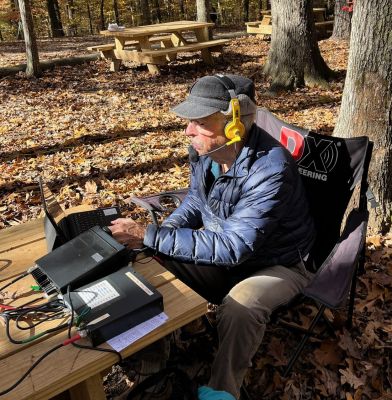 Yesterday Nov. 6, 2025 we activated three Tennessee parks at once: The Prentice Cooper Wildlife Management Area US-3971, the Prentice Cooper State Forest US-5499, and the Wilson Cumberland Trail State Park US-2955.

We set up in a small trailhead parking lot deep in the big woods. It was an absolutely gorgeous day with the sun shining, the leaves turning colors and moderate temperatures. The space weather also cooperated as the solar storm did not hit till later in the afternoon after we were finished.   Also enjoying the day were numerous hikers who came and went all day so we had lots of contact with folks about ham radio and what we were doing. 

On the radio it was a great day, Allen KN4FKS had 107 SSB contacts for the day. The first 19 were on 15 meters then switching to 20 meters made 88 more. Of those 30 were Park to Park contacts. A few were Canadians and one was from Spain.

Danny AG4DW had 65 contacts total with 31 SSB on 40 meters, 34 FT8 on 17 meters. He had 3 DX contacts all to Canada.

Ed KM6UTC made 49 total contacts as he explored the bands, He had contacts on 6,10,15, 20, and 40 meters. A few were SSB but most were FT8.

Dan K2DTS had 15 P2P on 20 meters SSB then 9 FT8 contacts on 15 meters. He had DX contacts with Cuba and a DXpedition in Burundi Africa. 

The day could not have been better , great friends, great weather, great fall color and great band conditions. And peanut butter sandwiches ! 
