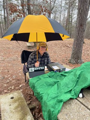 This week the space weather was clear but the terrestrial weather was less than ideal even though it was 70 degrees in February.  This Thursday we activated the Chickamauga Battlefield from the usual picnic area on Alexanders Bridge road.

It was a warm day Thursday and Allen KN4FKS set up at one of the picnic tables. He set his 17 ft. vertical with the Chameleon Faraday cloth radials and started on 15 meters SSB. As usual it was slow but open for DX. Slovenia, Canada, Spain, and a booming signal into Sweden. He also had a Park to Park to the Bahamas. Moving to 20 meters he had 11 more Park to park contacts. The total was 21 contacts for the day. In the middle of the morning a dark cloud came over and it began to sprinkle rain. A handy poncho quickly covered the gear but not quite fast enough. Computer touch pads do not like to get wet. Solution: dry it off best you can and break out the paper log! It was fine later. Luckily the shower quickly ended but dark clouds kept threatening all day.  

Danny AG4DW was better prepared with his big blue umbrella mounted off his trailer hitch. Using his POTA Performer antenna, Danny Made 36 SSB contacts on 40 and 17 meters SSB then Made 24 FT8 contacts on 17 meters for a total of 60 contacts with DX to Italy, Poland and Canada. 

Ed KM6UTC set up in his back seat ham shack and made 42 contacts on 20 meters all US contacts. Thanks for the official POTA timepiece. 

Dan K2DTS couldn't make it Thursday so he came on Friday and made 83 contacts on 20 meters, 72 SSB and 11 FT8. He reports he is becoming more comfortable handling the POTA pileups. It is fun when you can just roll and the other operators cooperate. Dan is also closing in on that KILO for the Battlefield so Friday helped him get closer. 

By the way in the DX world the Bouvet Island DXpedition 3YOK is getting closer to arrival. This uninhabited island in the extreme south Atlantic is #10 on the all time DX list. Costing $1.5 million dollars to attempt it should be epic. They will always be operating 'split' and the pileups will be unbelievable, listen in and later during their stay as the big guns have all worked them there is a chance of actually getting through on one of the bands.  Their website is  https://3y0k.com/#bouvet-island  after they arrive they will post their bandplan and give frequencies to be on the lookout for. Keep and eye on the DX spot pages as well. Good DX,

