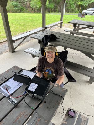 This week we activated 'Sloppy' Floyd State Park US-2187 on Thursday May 28th. We used the site on the park up by the bathrooms on top of the hill in the covered Picnic shelter. 

Allen KN4FKS set his end fed half wave wire as a sloper into one of the tall pine trees nearby. With 100 watts power made 53 SSB contacts on 20 meters with les to get a replacements than ideal band conditions to be kind to the propagation gods. He had 20 Park To Park contacts and 2 DX contacts (both P2P) to Canada and Puerto Rico. 

Matt AH4MH used Allen's set up and made 13 SSB contacts on 20 meters with 5 P2P contacts Band conditions were such that you had to work for every contact and hope you didn't loose contact mid QSO. 

John KB4QXI set up his roof mounted Hamstick on 40 meters then realized his logging computer just went toes up. He headed off to Wal-Mart to get a replacement. Now the fun begins getting the logging software set up to handle POTA. It should be easy but there is always some new wrinkle that doesn't quite match the how to You Tube video. We'll get it up and running this week so he can POTA on. 

