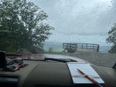 Well we braved the tropical storm, totally avoided the threat of flash flooding and activated Johns Mountain WMA US-3758 from the overlook site. The rain came in bands so we were able to all get set up in the dry and take down in the dry but every now and then it would rain, sprinkle or pour down rain. We all elected to operate out of our vehicles.

Allen KN4FKS set up his 17 ft vertical with Faraday cloth radials and made 28 SSB contacts, 26 on 20 meters, 1 on 15 meters and 1 on 40 meters. He had 4 Park to Park contacts and 1 DX to Canada.

Danny AG4DW set up his 17 ft vertical with elevated radials and made 44 contacts, 17 SSB on 40 meters, 21 FT8 on 40, 1 FT8 on 30, and 5 FT8 on 17. He had 5 P2P and 1 DX to Canada.

Jim K4WWE set up his odd looking tripod antenna thing (see attached photo) and made 20 SSB contacts on 20 meters with 8 P2P contacts. 

Once again we were ham radio ambassadors, A Forest work crew stopped by to have lunch at the overlook and one of the young men was interested in what we were doing. After answering lots of questions we loaded him up with information sheets on Ham Radio, TSARC and, POTA. On the way home Allen stopped in the Villanow store to get a drink and the clerk saw his Ham Radio related t shirt. She exclaimed her grandfather was a ham and she had fond memories of being in his shack as a child. You never know how you can represent the hobby so be prepared. 
