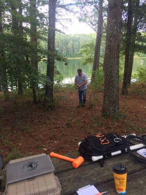 POTA - 2022-08-04 -Our POTA activation today was at J. Floyd State Park near Summerville GA. John KB4QXI made 79 contacts on 40 meters. Tony WA4TW made 27 contacts with 7 P2P on 20 meters. Peter KX4BE made 53 contacts with 1 P2P on 30 meters CW. The assistant Park Manager Hope Cates came by and was very interested in our activation and visited for a while. Her father was a ham years ago so she remembered ham radio fondly. We had to quit early today as a thunderstorm came up from the south. 
