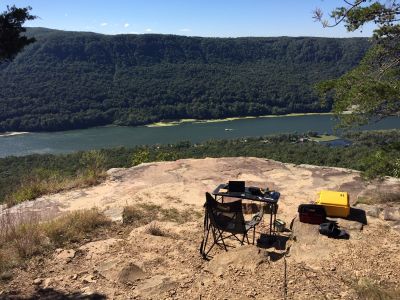 POTA - 2022-09-29 - Prentice-Cooper State Forest TN K-5499 was the destination yesterday. At the far end of Tower Road is a cliff top site overlooking the Tennessee River Gorge. Ed ran FT8 using his Mag-Loop antenna, Peter used his end fed wire to work CW, and Allen hung his wire EFHW and worked SSB. Allen Had 41 contacts with 10 P2P contacts. Peter had 55 contacts with 4 P2P and Ed had 35 contacts with 1 P2P. Great day, beautiful day, great view, and great friends.
