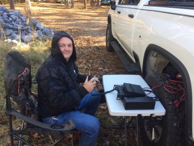 This Thursday Nov. 21 we activated J. 'Sloppy' Floyd State Park US-2187. It was a bit chilly and at times very windy, One gust blew over Dave's antenna tripod and nearly tipped over my table. In spite of the weather we had a fun day.

John KB4QXI was the only smart one as he activated from inside his car .He made 46 contacts on 20 meters SSB with 17 Park to Park contacts in that total.  The rest of us sat out in the wind. The sun was bright and the bands were good. Dave KQ4GLQ made 11 contacts on 10 meters SSB using his tripod vertical. Allen KN4FKS used his end fed wire to make 39 SSB contacts on several bands with 4 P2P contacts one to a park in Barbados. He had thirty contacts on 20 meters, six contacts on 17 meters, two on 12 meters and one on 6 meters. DX contacts were in Italy, Barbados and Canada. Danny AG4DW had 26 total contacts with 5 P2P contacts. Two SSB contacts on 6 meters, and 23 on FT8 on 15 meters. He had 7 DX contacts in Alaska, Canada, Czech Republic, Russia, Spain and Germany. By making his two contacts on 6 meters Danny qualified for the POTA "Activator N1CC" ten band activation award. He is the first of the crew to accomplish this award. Congratulations. 

Dan K2DTS stayed closer to home and activated Chickamauga Battlefield US-0716 where he made 15 contacts, 14 on 20 meters and 1 on 2 meters. He used a homebrew tripod vertical with elevated radials This antenna set up shows great promise in really projecting a signal well. 

This coming week  Thursday is Thanksgiving so we'll not schedule a planned POTA activation. However there are lots of parks and everyone can slip away sometime this week and get in an activation.

A famous Thanksgiving activation is shown in the video link:
https://www.youtube.com/watch?v=3UOoXJhXzlw  Enjoy! 
