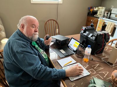 Yesterday Thursday Jan. 23 we activated Crockford-Pigeon Mtn. WMA  US-3742 from the check station on Rocky Lane. It was warm inside but getting the antennas up was COLD !

Danny AG4DW set his rig up on the dining area table and Allen set his rig up in the front entry room. The coax was passed through a window and a piece of foam pipe insulation was used to keep the cold out and prevent damage to the wire.

With room for only two operating positions inside Ed KM6UTC opted to use his back seat shack to operate on 15 meters. He made 64 FT8 contacts with 22 being DX into Europe. Inside Tony WA4TW used Allen's rig and quickly made 44 contacts in 30 minutes on 20 meters with 3 P2P and 2 DX to Canada.. Allen handled the logging and helped grab callsigns out of the nonstop pileup.

After a bathroom break Allen KN4FKS got on 20 meters and again quickly made 48 contacts in 32 minutes. He had 4 P2P and 1 DX to Canada. Tony handled the logging which helped maintain the fast pace contacts. Later  John KB4QXI got on the 20 meter rig and made 48 contacts with 5 P2P and 2 DX to Canada. Dan K2DTS fired up the 20 meter rig later and made ??? contacts. So after 4 successful activations of over 140 contacts the 100 watt radio had used less than 10 amp hours from the battery. 

In the other room Danny AG4DW set up his station and operated on 10 meters. he made 35 total contacts with 17 SSB and 18 FT8. 22 contacts  were DX with contacts made to Argentina, Belgium, Bosnia-Herzegovina, Brazil, Canada, Canary Islands, Maderia Island, Germany, France, Italy, Netherlands, Poland, Puerto Rico, and Spain.

Just think in about six years we'll remember how 10 meters was super hot and even open for dx after 10 pm local. Now we are in the good times so get on 10 meters and talk to the world. 

Matt AF4MH got on Danny's 10 meter rig and using SSB made 15 contracts with 2 P2P and 7 DX to Canada, Brazil, England, Chile, Spain, Argentina, and Puerto Rico. 

At lunch we were joined by four of the DNR wildlife folks who were our host and also wanted to enjoy a warm place to have lunch. Thanks for letting us "play radio" in the check station. Another fun day of activating POTA!
