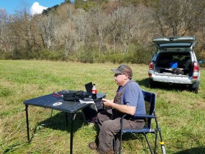 POTA - 20221103 - Crockford-Pigeon Mtn. WMA K-3742 today from the Estelle Trailhead field. Today Tony WA4TW with help from David KO4YQD made 37 contacts on 20 meters SSB with 19 P2P and 1 DX contact. Ed KM6UTC had 28 contacts on 40 meters digital with 1 DX. Allen KN4FKS just helped Tony chase parks. John KB4QXI overslept and was late arriving and was having vehicle electrical issues. While we were there Jeff N2YYP rode up on his horse and with two fellow riders and visited with us for a while.
